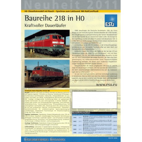 ESU Folder Neuheit 2011 - 2012 Baureihe 218